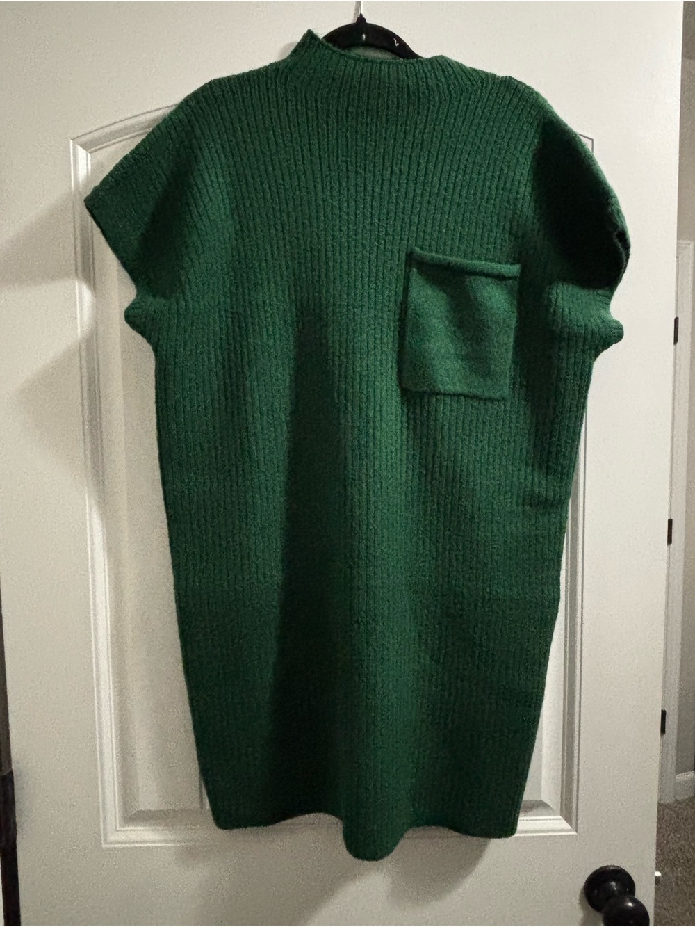 NWOT Zenana Outfitters Forest Green Ribbed Mock Neck Midi Dress with Pocket